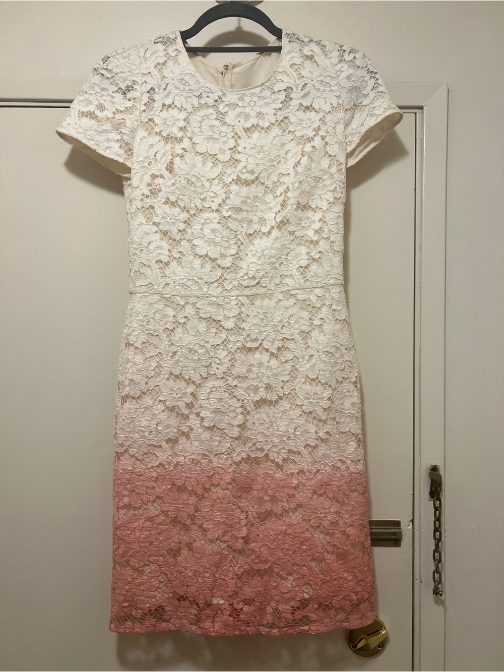 Lace white & rose ombré dress S